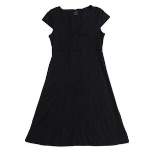 HORNY TOAD Rosemarie Organic Cotton Blend Midi Dress Sz‎ S Black Knit Cap Sleeve
